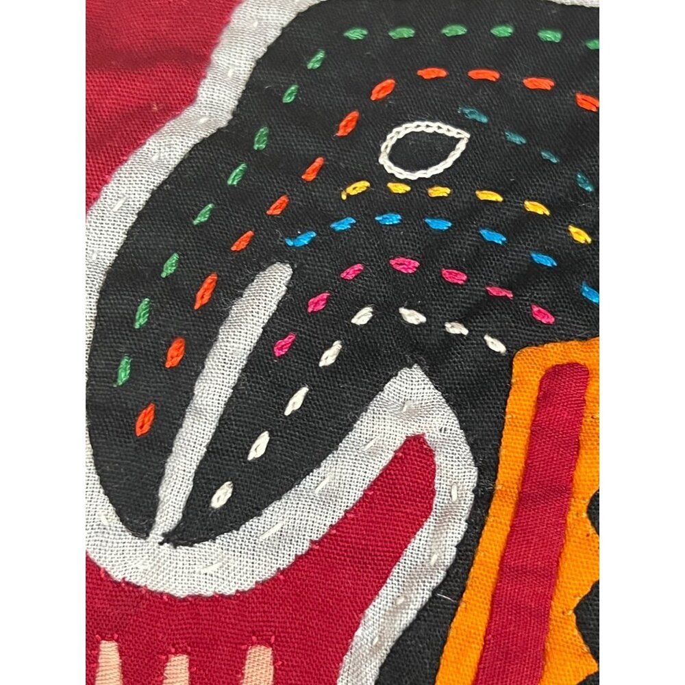 Handmade Gildan Black Cotton T-Shirt Youth Medium 10, 12 Mola Applique Gift - Picture 9 of 9